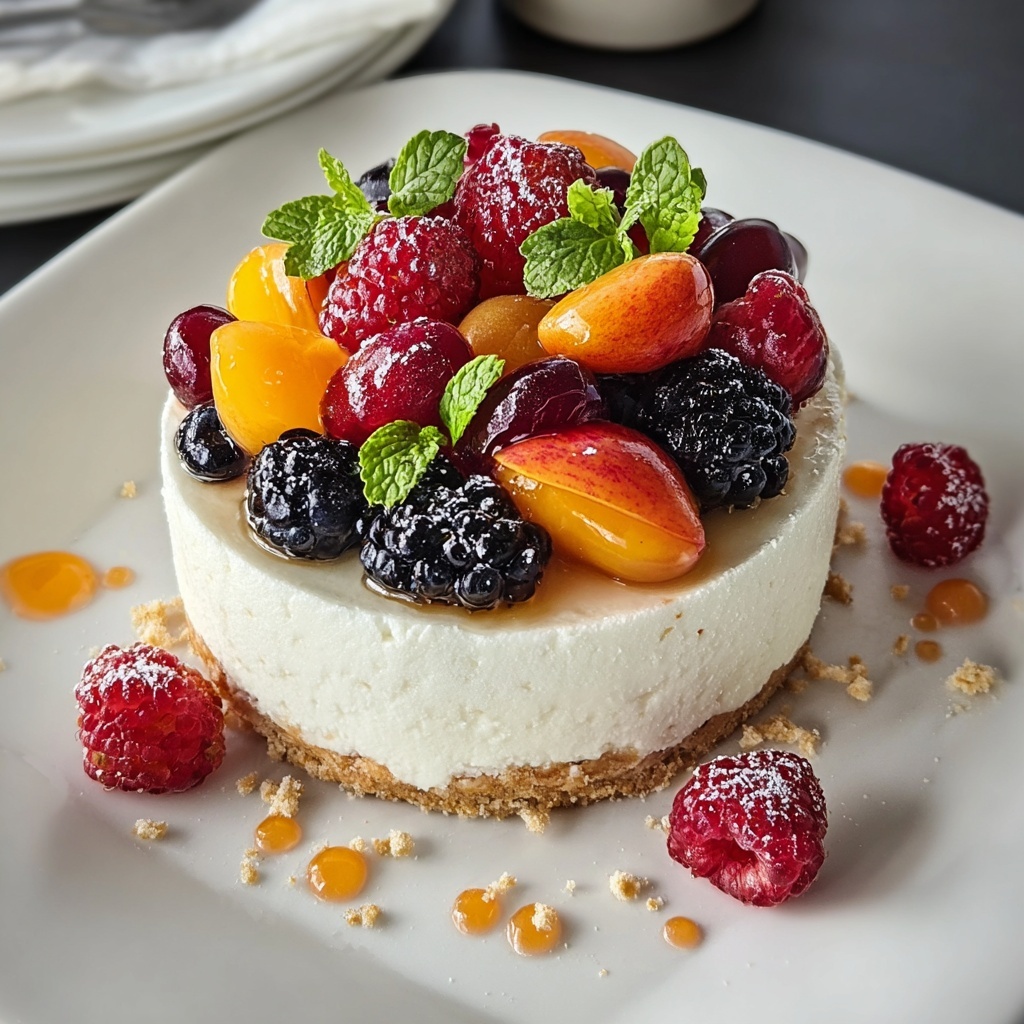 Summer Berry and Peach Cheesecake Recipe - Recipe Image