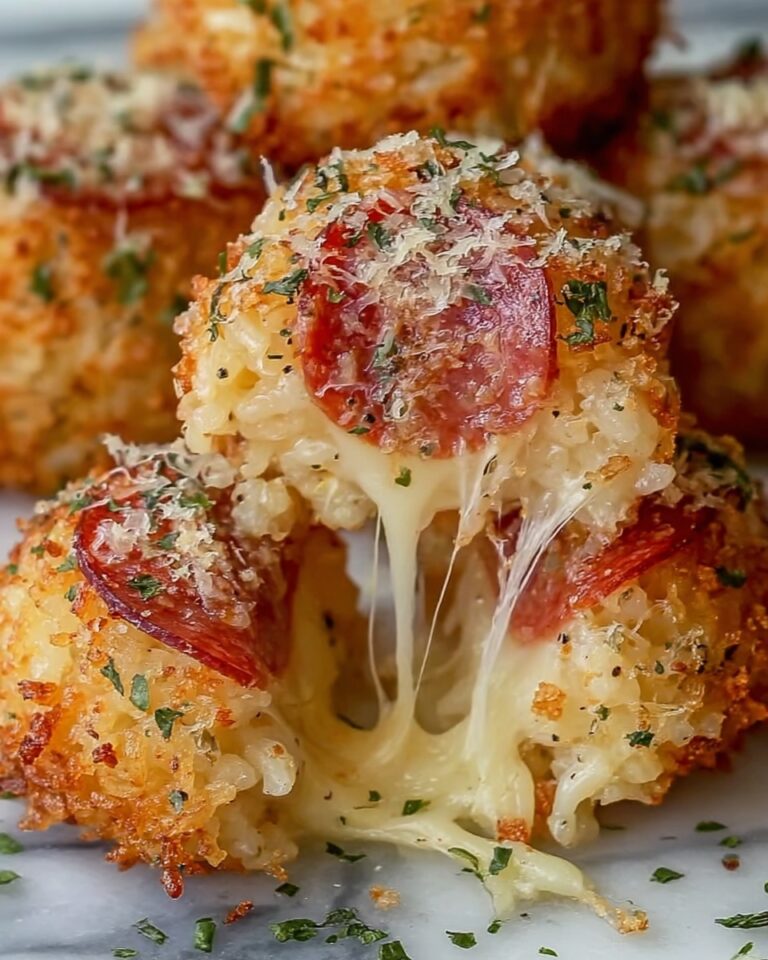 Rice Balls with Cheese and Pepperoni Recipe