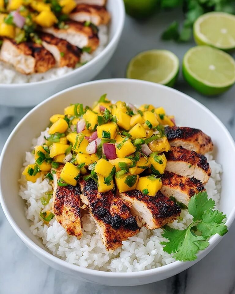 Jerk Chicken Bowls with Mango Salsa and Coconut Rice Recipe