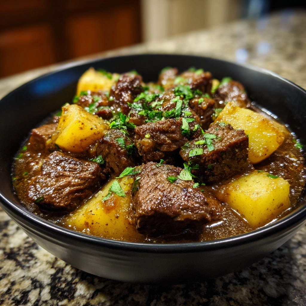 Slow Cooker Garlic Butter Beef Bites & Potatoes Recipe - Recipe Image