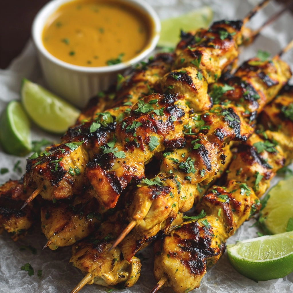 Thai Grilled Chicken Skewers with Coconut Peanut Sauce Recipe - Recipe Image