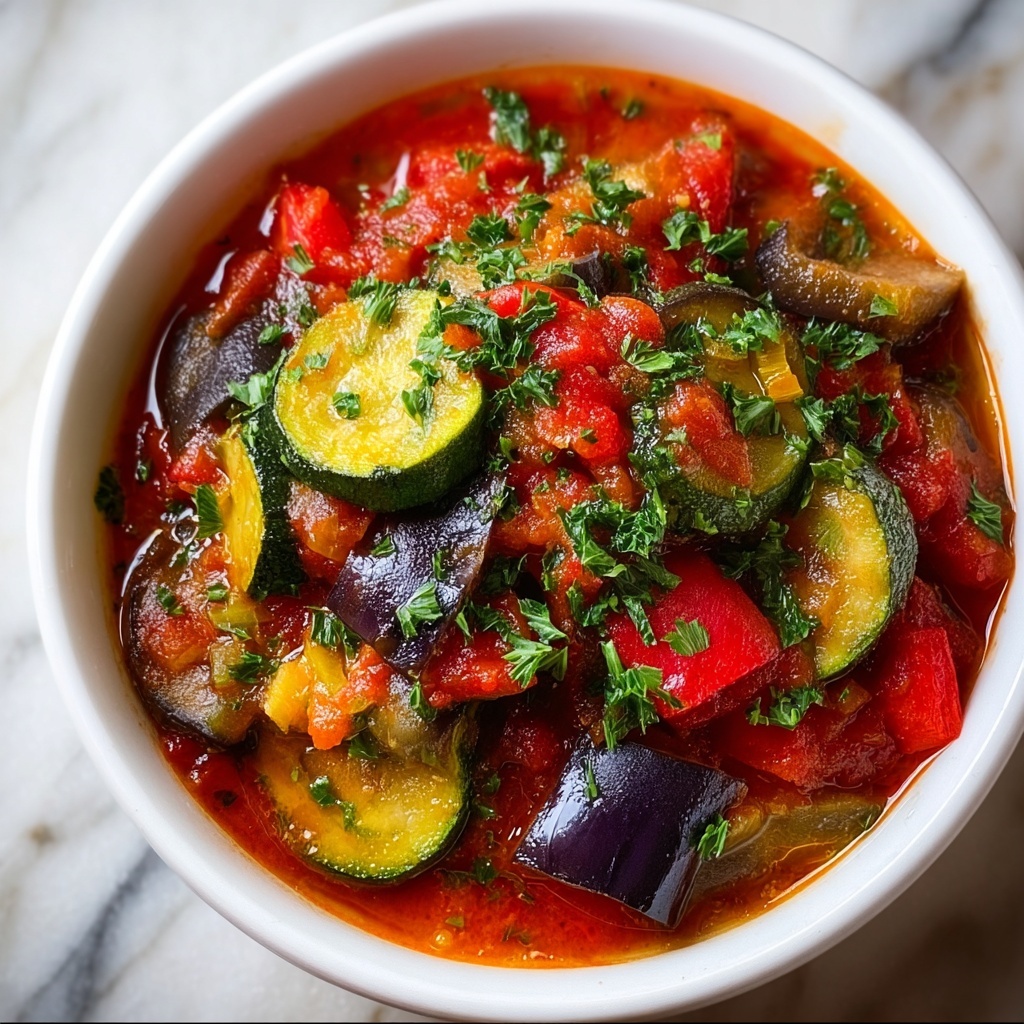 Rustic Mediterranean Vegetable Ratatouille Soup Recipe - Recipe Image