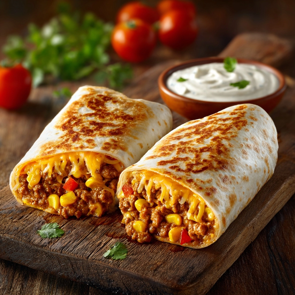 Beef and Cheese Chimichangas Recipe - Recipe Image