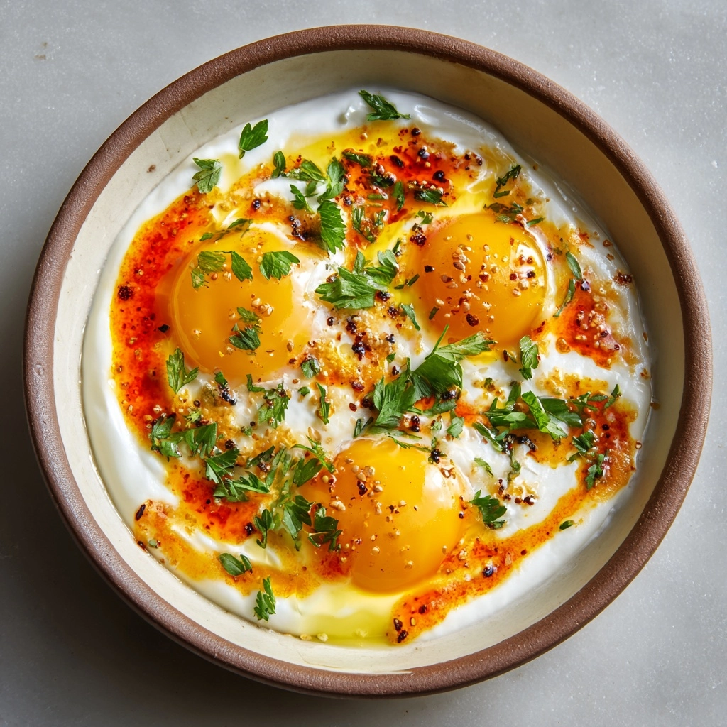 Turkish Eggs (Çılbır) with Spicy Butter and Yogurt Recipe - Recipe Image