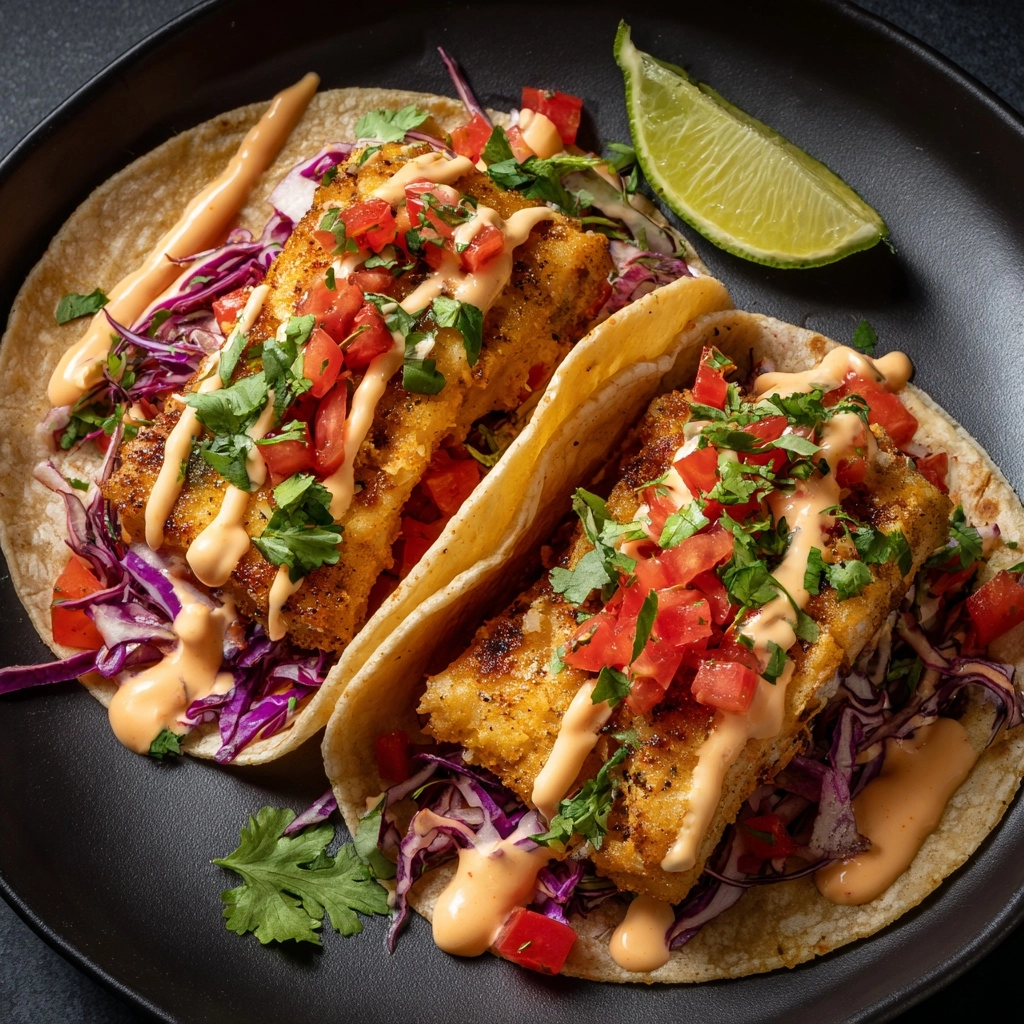 Cod Fish Tacos with Creamy Lime Sauce Recipe - Recipe Image