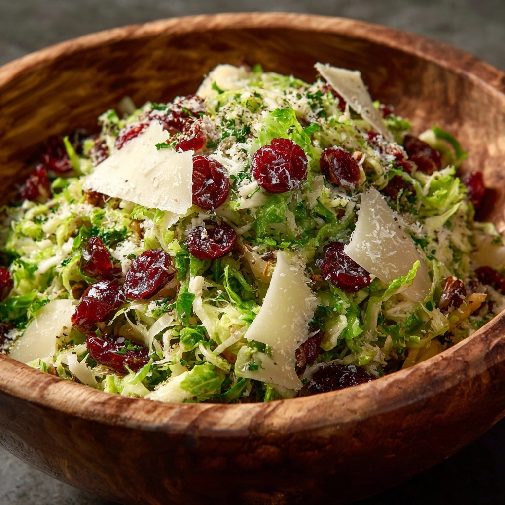 Brussels Sprout Salad with Cranberries and Parmesan Recipe - Recipe Image