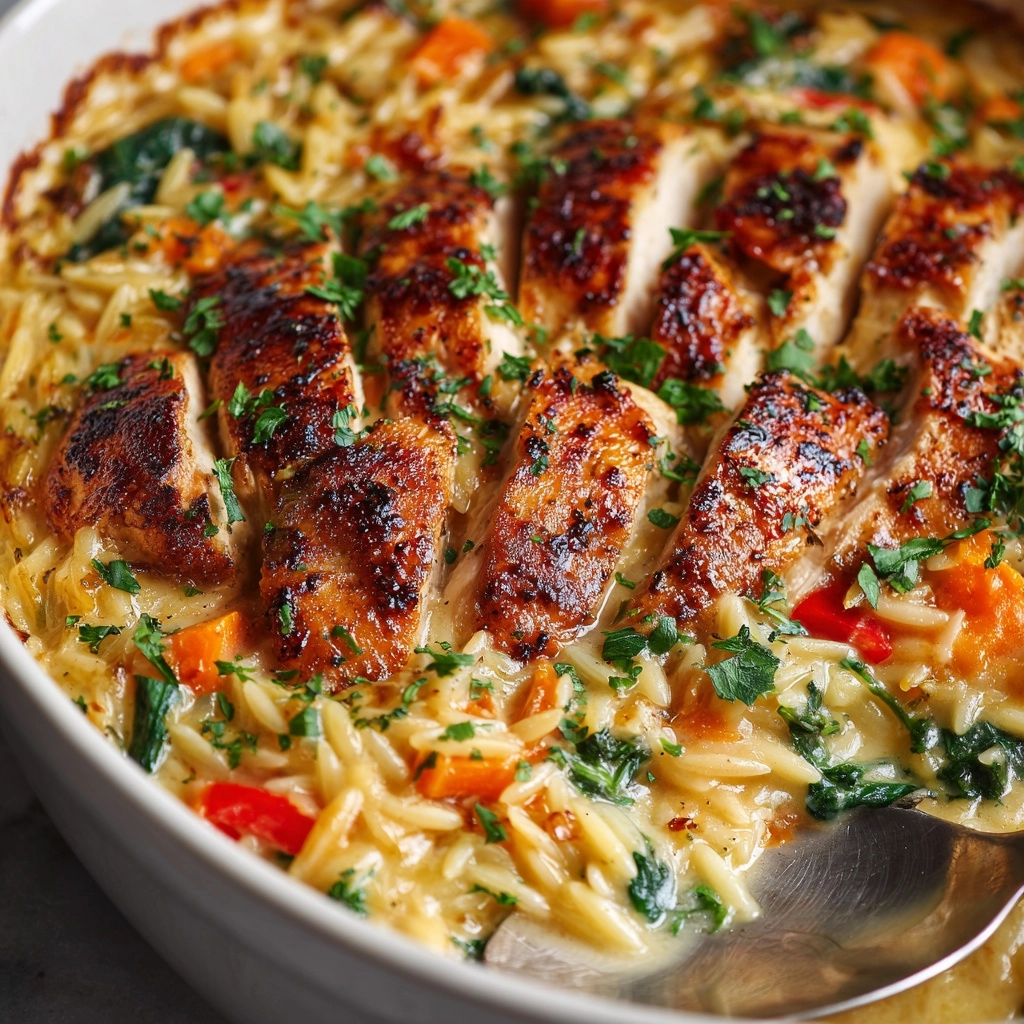 Creamy Chicken and Orzo Bake Recipe - Recipe Image