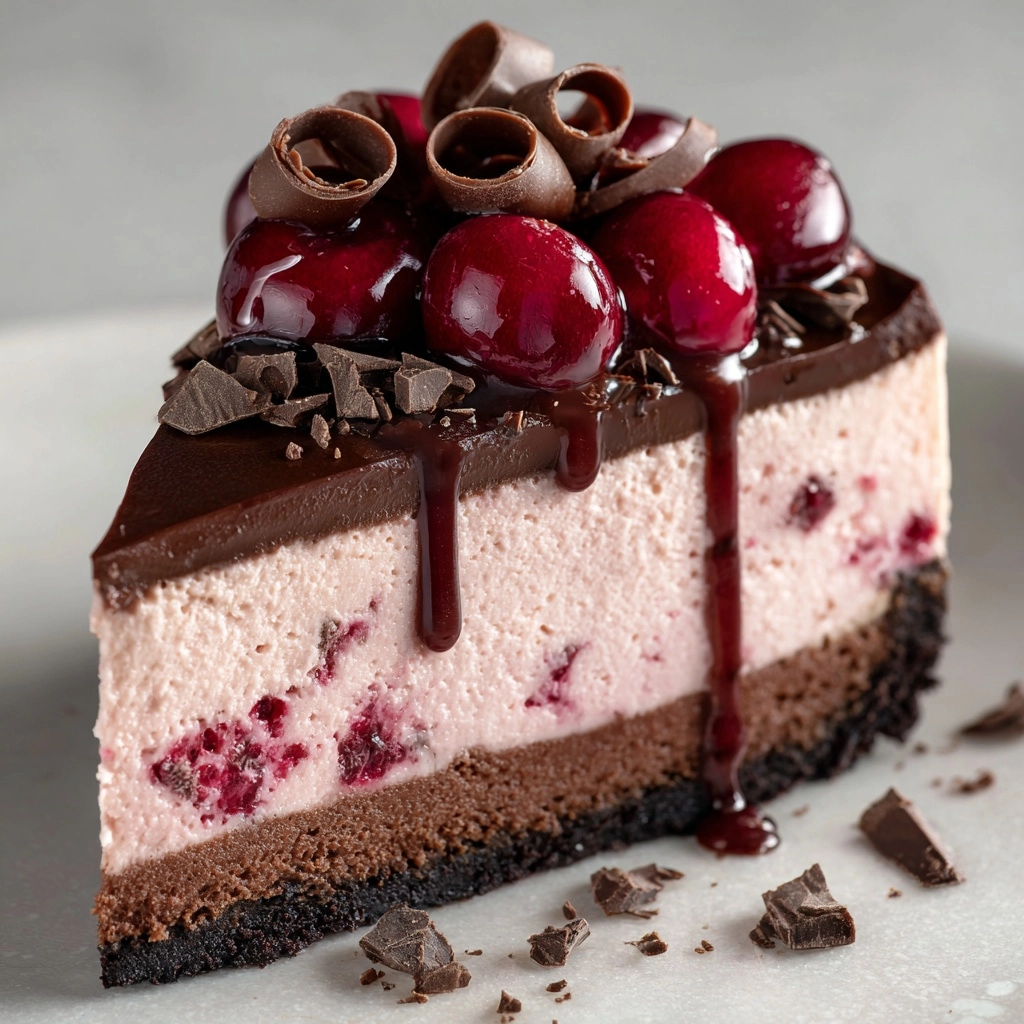 Chocolate Cherry No-Bake Cheesecake Recipe - Recipe Image