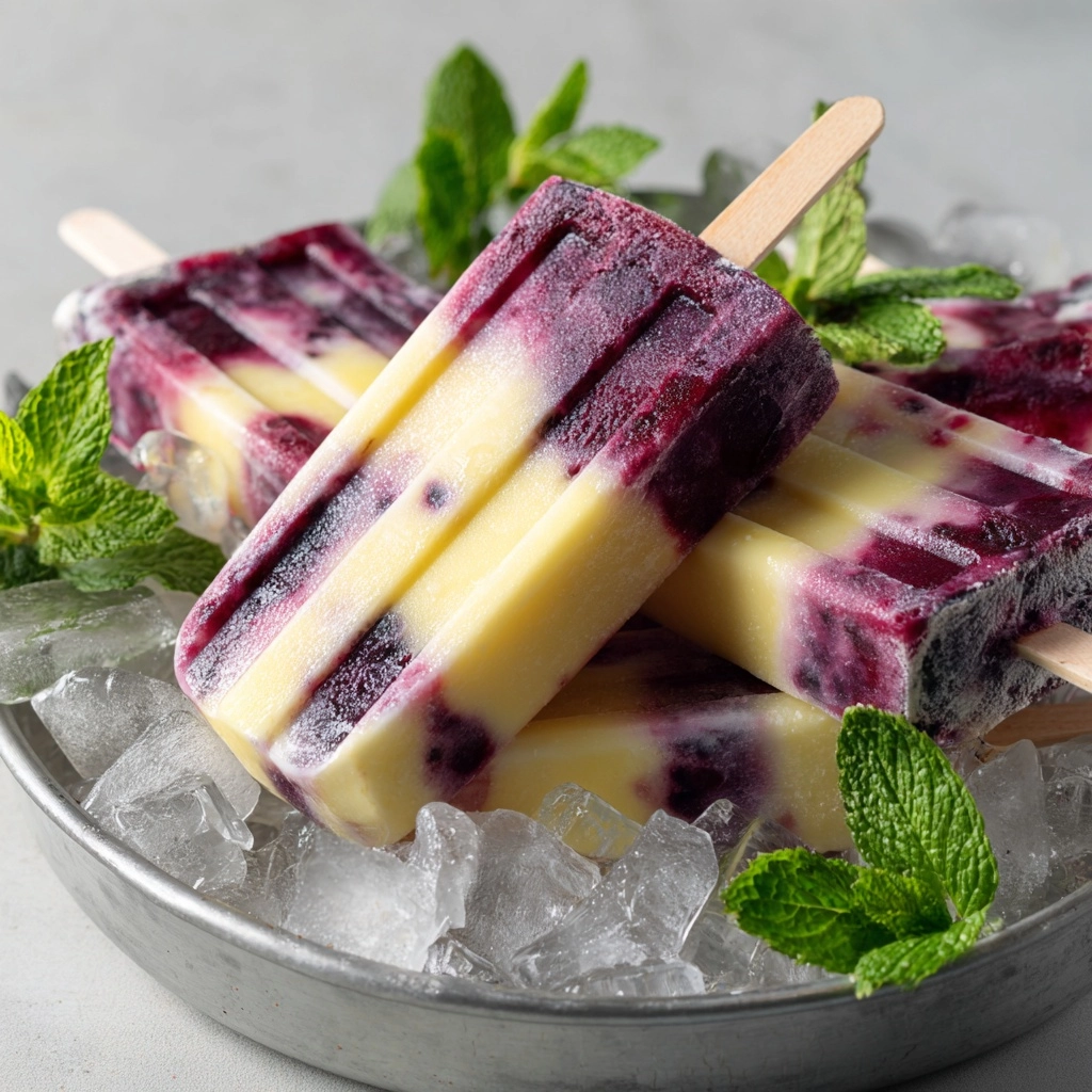 Blackberry, Pineapple, and Coconut Swirl Italian Ice Pops Recipe - Recipe Image