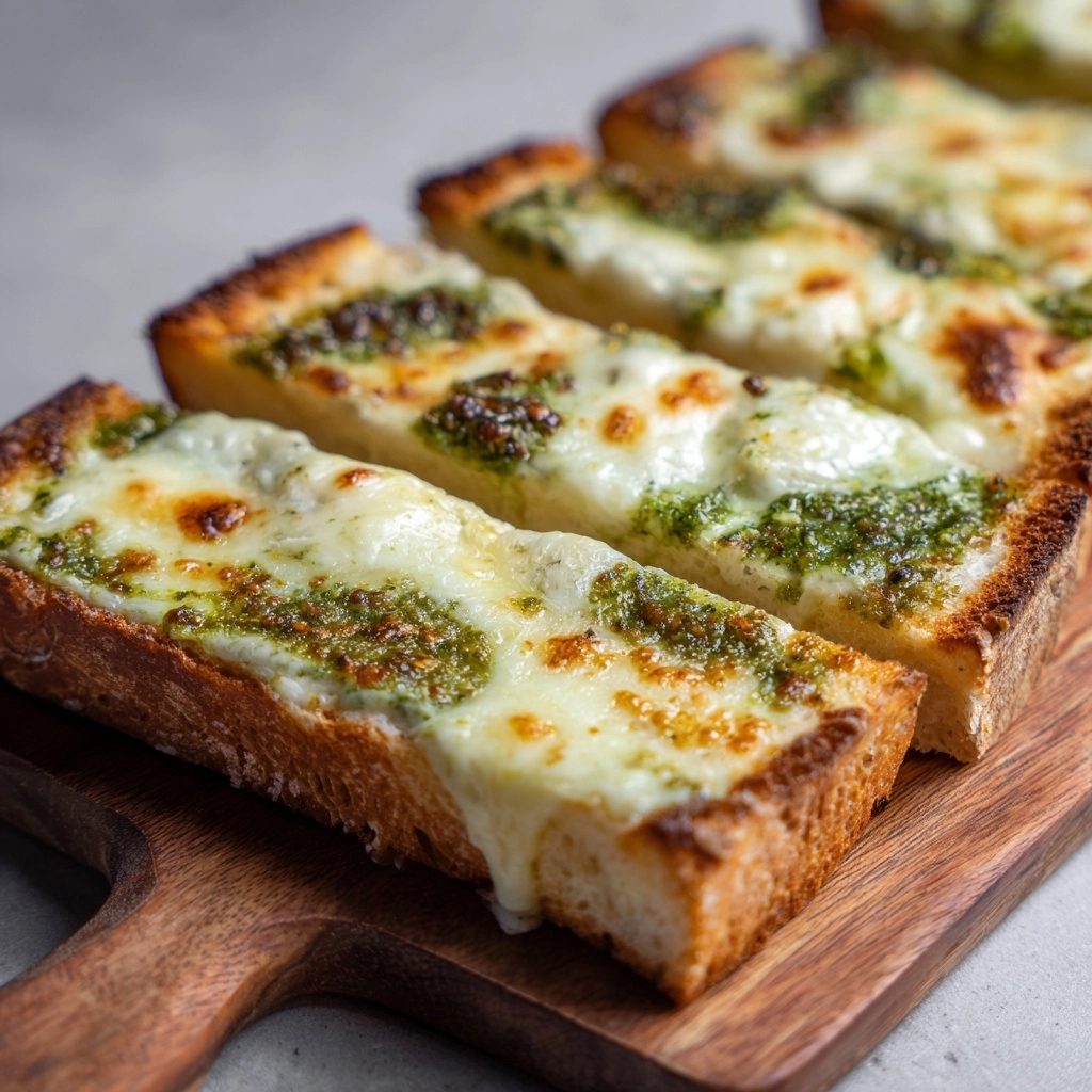 Cheesy Pesto Garlic Bread Recipe - Recipe Image