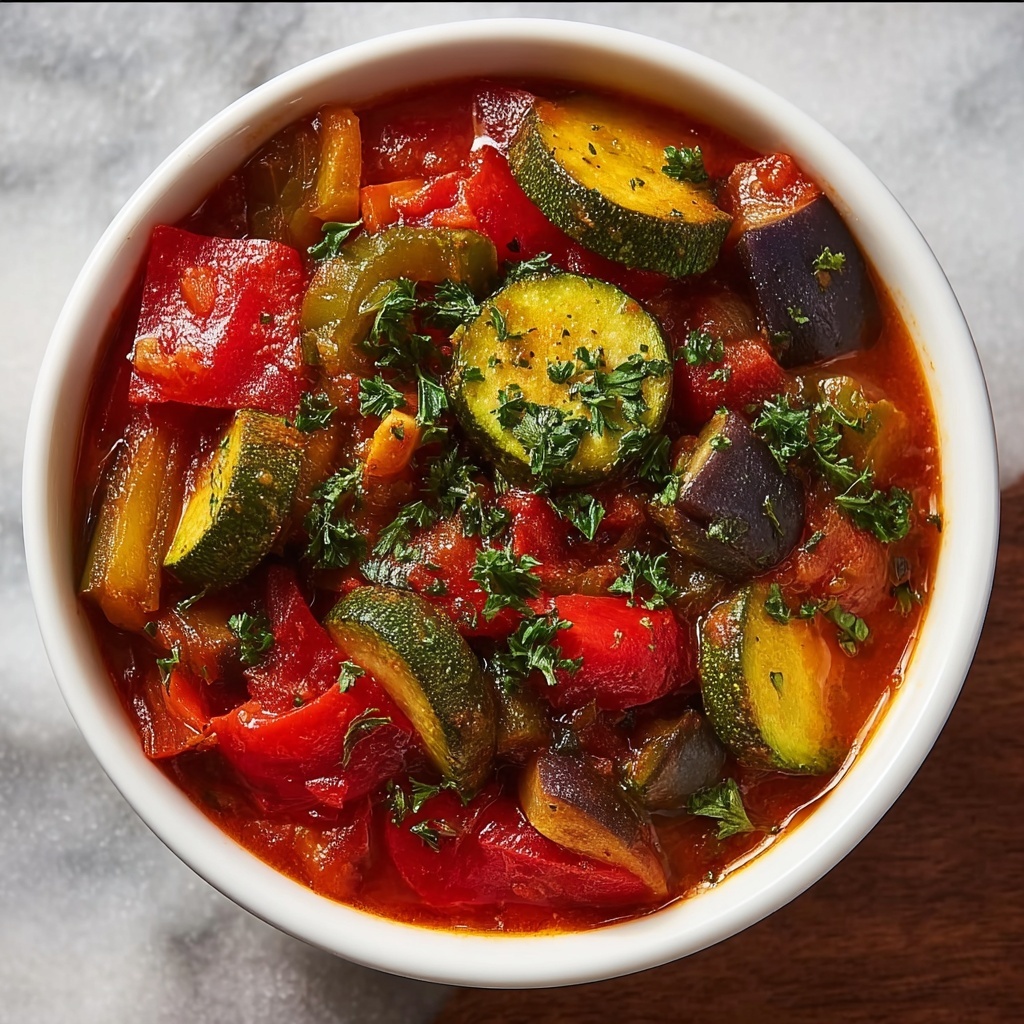 Rustic Mediterranean Vegetable Ratatouille Soup Recipe - Recipe Image