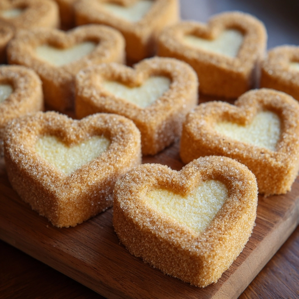 French Toast Churro Bites in Heart Shapes Recipe - Recipe Image