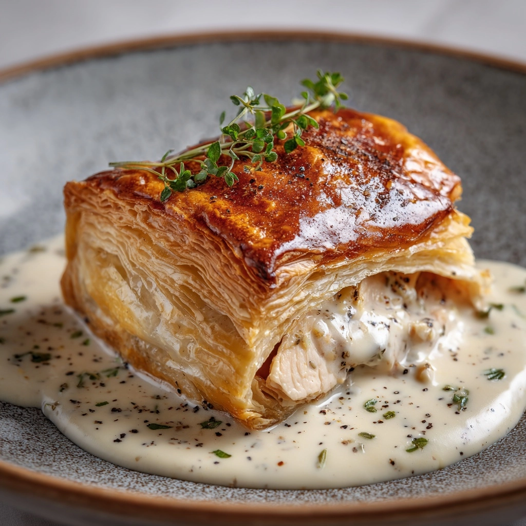 Chicken in Puff Pastry with Mustard Cream Sauce Recipe - Recipe Image
