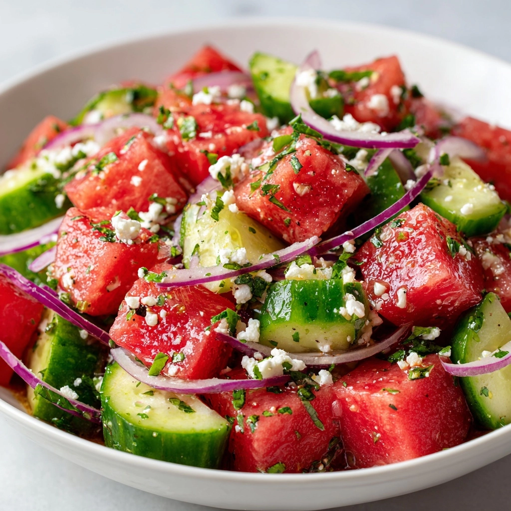The Ultimate Watermelon Cucumber Salad for Hot Summer Days Recipe - Recipe Image