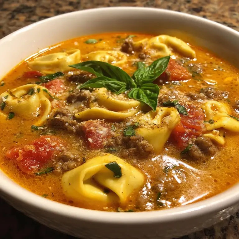 Slow Cooker Tomato Tortellini Soup with Ground Beef Recipe
