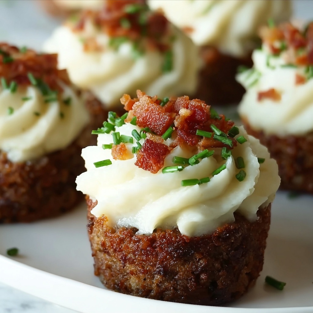 Mini Meatloaf Muffins with Mashed Potato Frosting Recipe - Recipe Image