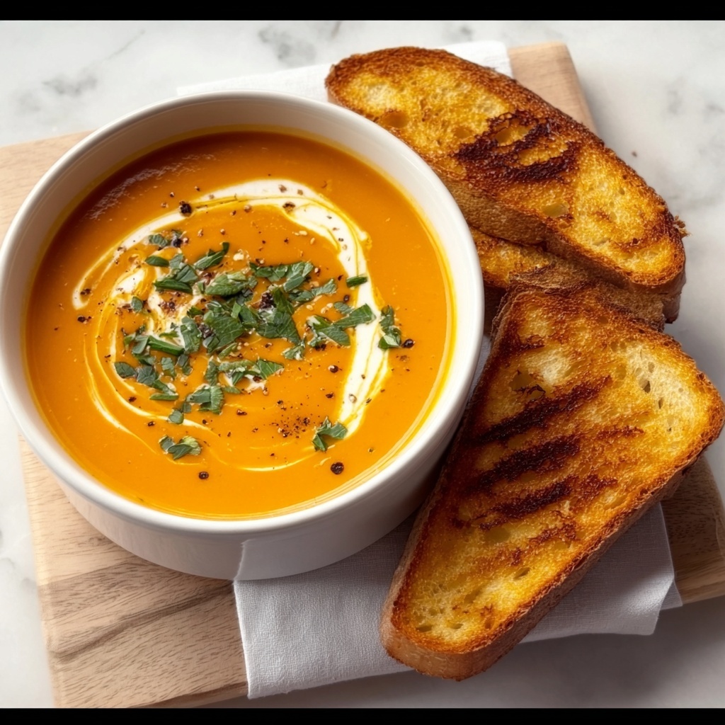 Creamy Tomato Soup with Grilled Cheese Sandwich Recipe - Recipe Image