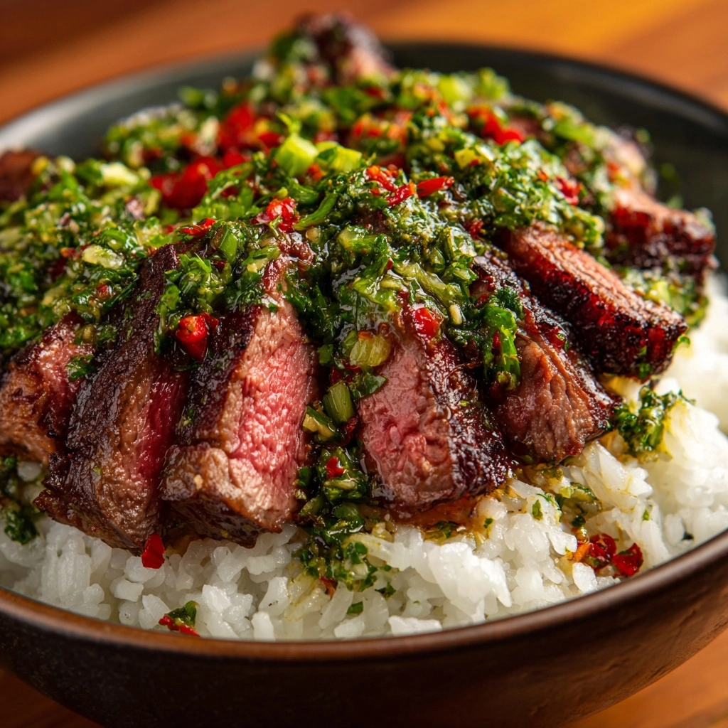 Skirt Steak Rice Bowls with Chimichurri Sauce Recipe - Recipe Image