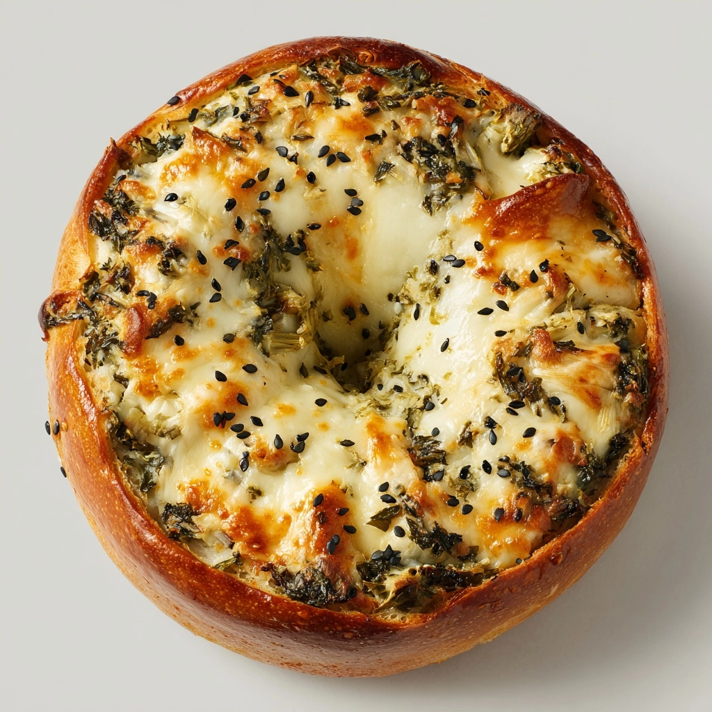 Cheesy Spinach-Artichoke Bagels Recipe - Recipe Image