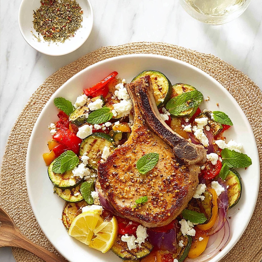 Lemon Pepper Pork with Zucchini and Feta Couscous Recipe - Recipe Image