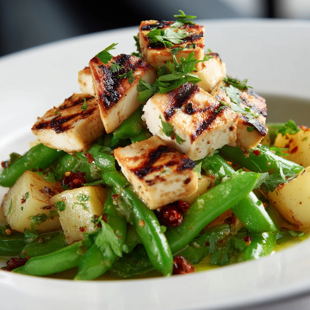 Asian Marinated Chicken with Snap Pea Panzanella Recipe - Recipe Image