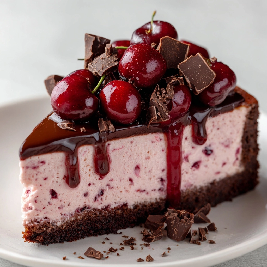 Chocolate Cherry No-Bake Cheesecake Recipe - Recipe Image