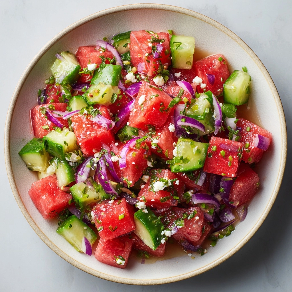 The Ultimate Watermelon Cucumber Salad for Hot Summer Days Recipe - Recipe Image