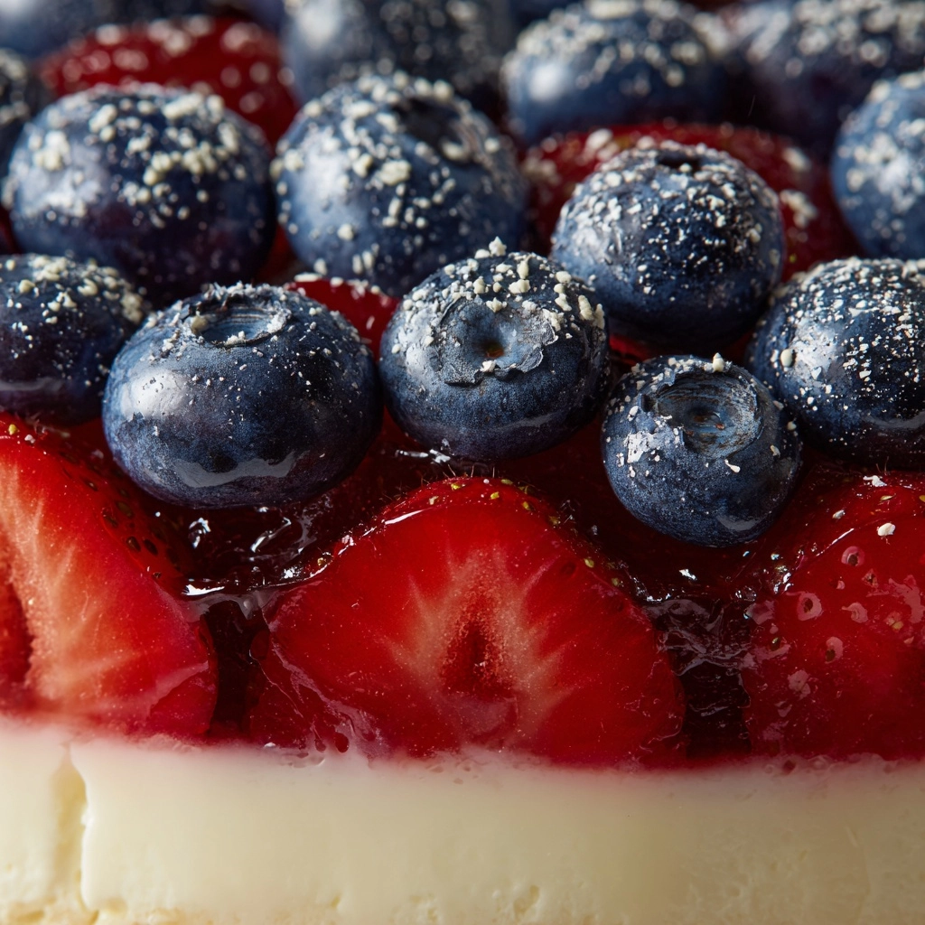 Red, White, and Blue Cheesecake Strawberries Recipe - Recipe Image