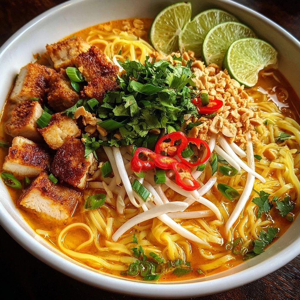 Chicken Khao Soi: Thai Curry Noodle Soup with Crispy Toppings Recipe - Recipe Image