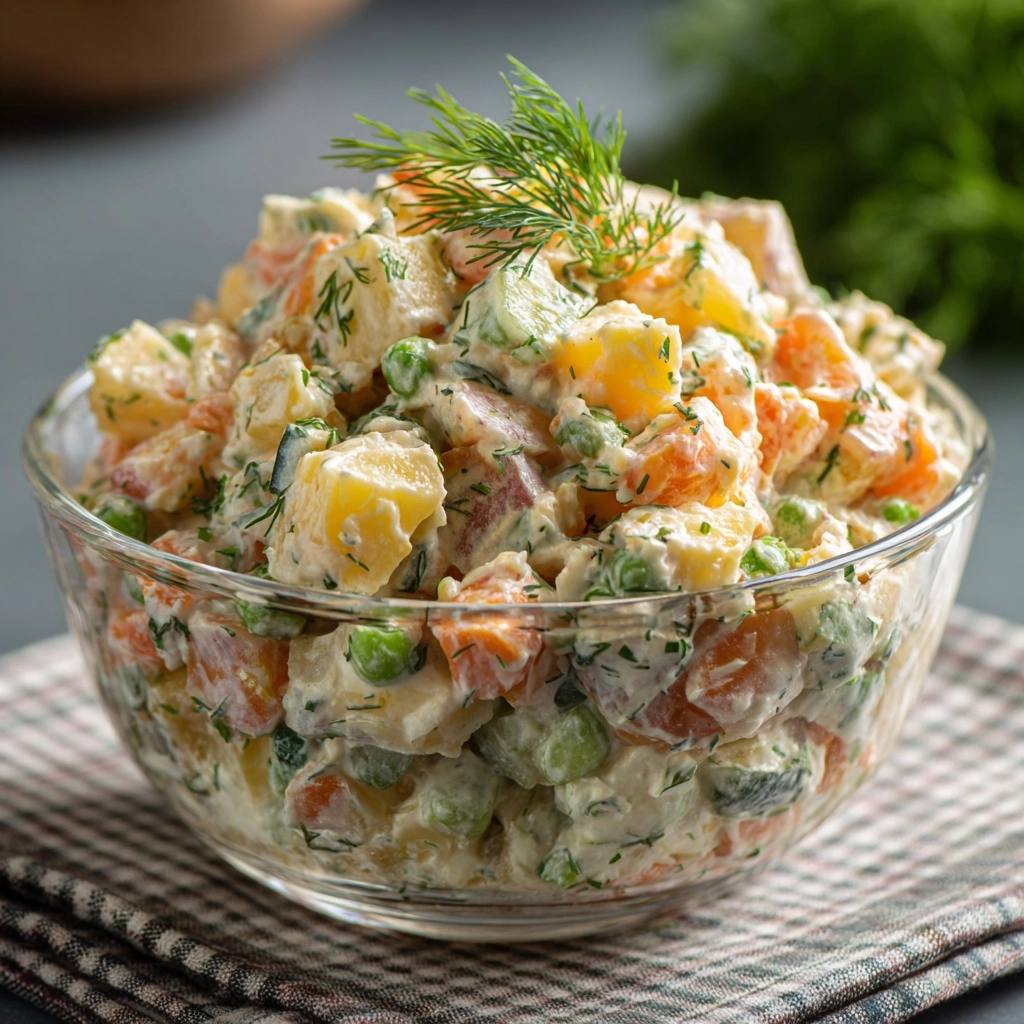 Olivier Salad – Russian Potato Salad Recipe - Recipe Image