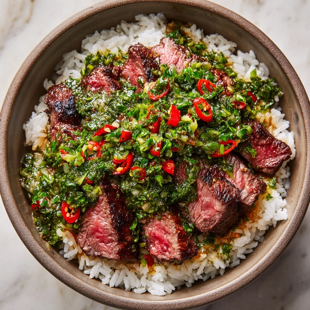 Skirt Steak Rice Bowls with Chimichurri Sauce Recipe - Recipe Image
