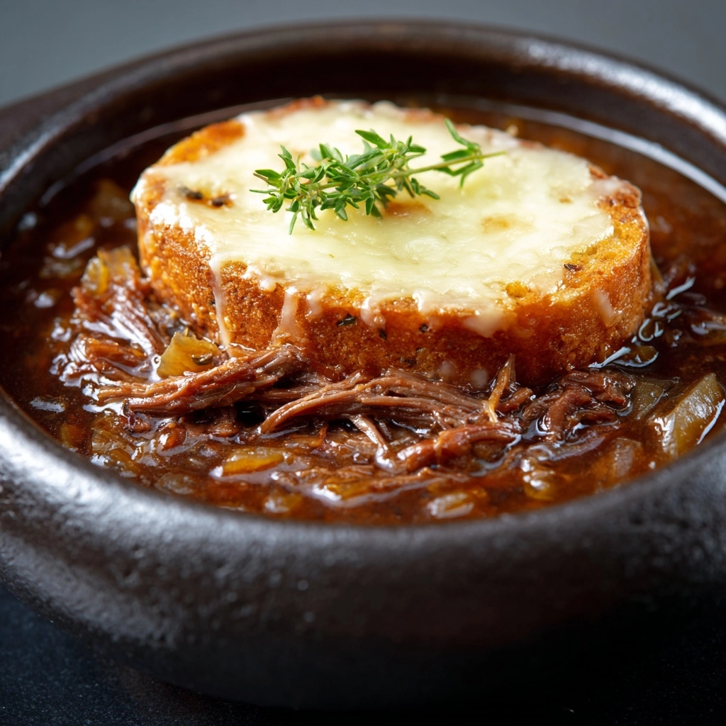 Savory Short Rib French Onion Soup with Gruyère Toast Recipe - Recipe Image