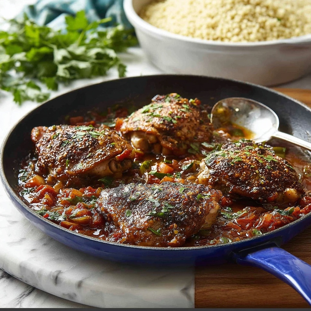 Syrian Chicken with Spiced Tomato Broth and Giant Couscous Recipe - Recipe Image