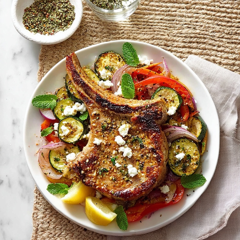 Lemon Pepper Pork with Zucchini and Feta Couscous Recipe - Recipe Image