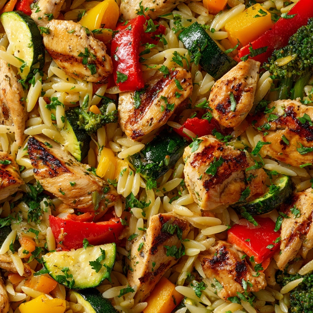 Lemon Chicken & Veggie Orzo Stir Fry Recipe - Recipe Image