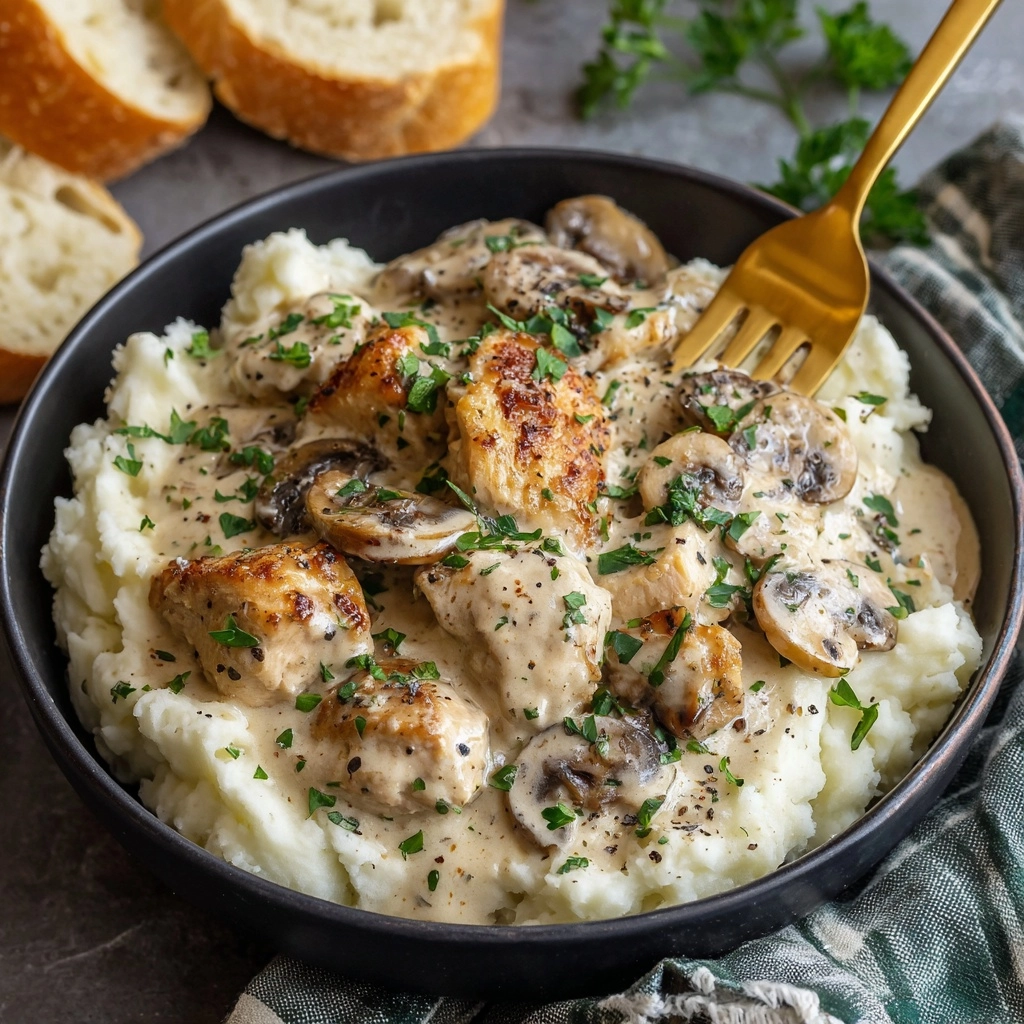 Creamy Chicken Stroganoff with Mushrooms and Parsley Recipe - Recipe Image