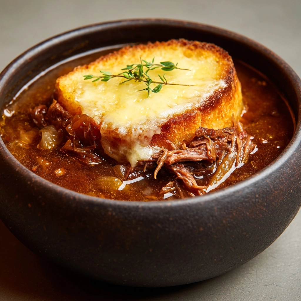 Savory Short Rib French Onion Soup with Gruyère Toast Recipe - Recipe Image