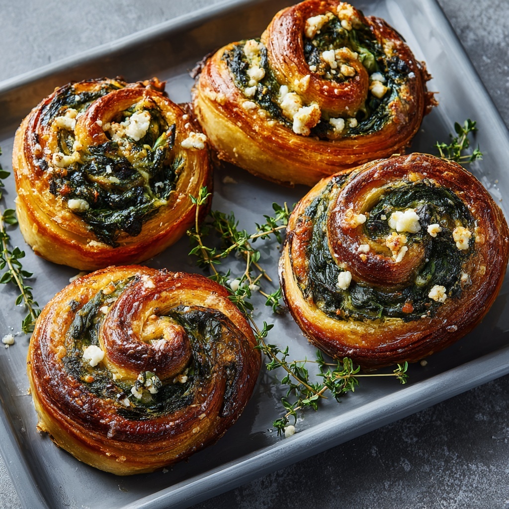 Spinach and Feta Puff Pastry Twists Recipe - Recipe Image
