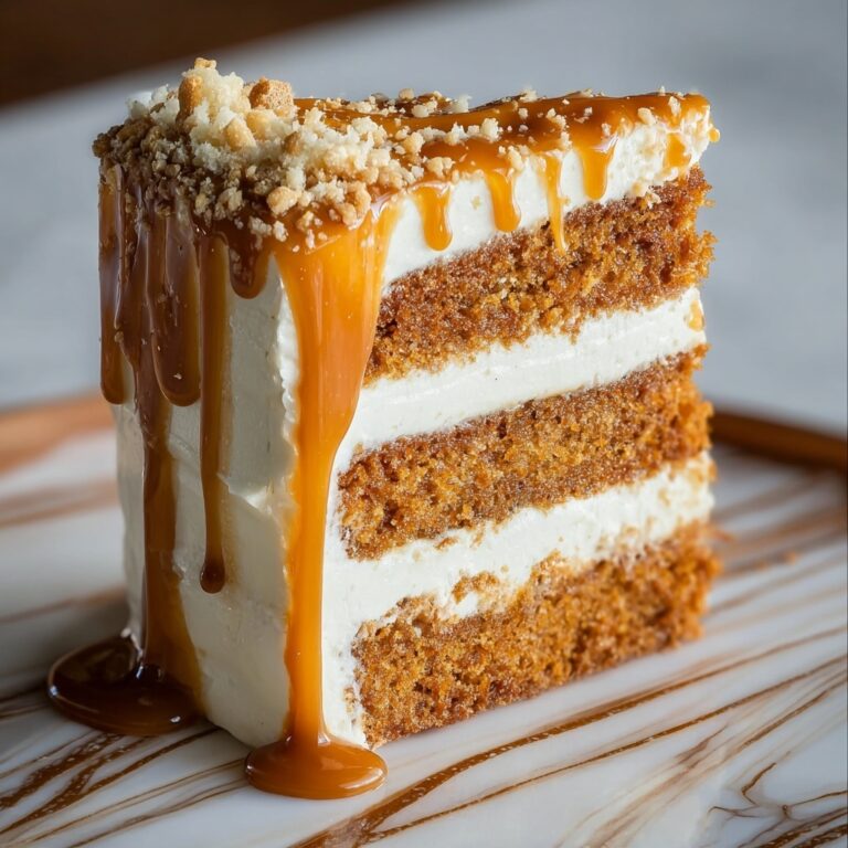 Pumpkin Cake with Cream Cheese Frosting and Salted Caramel Drizzle Recipe