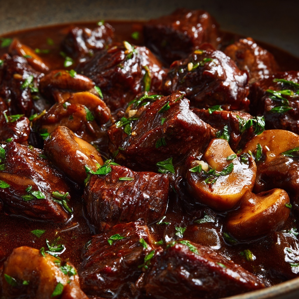 Slow Cooker Beef and Mushroom Stew Recipe - Recipe Image