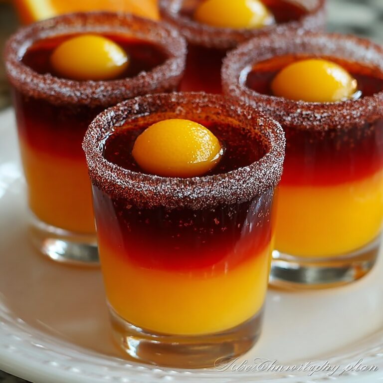 Halloween Jello Shots with Candy Corn and Gummy Worms Recipe