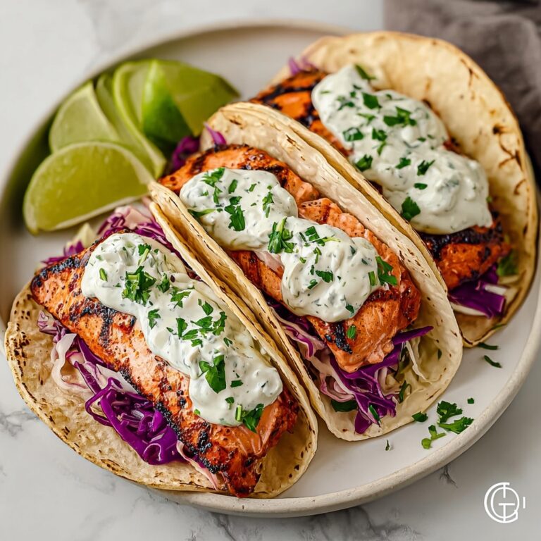 Easy Salmon Tacos with Slaw and Creamy Lime Sauce Recipe