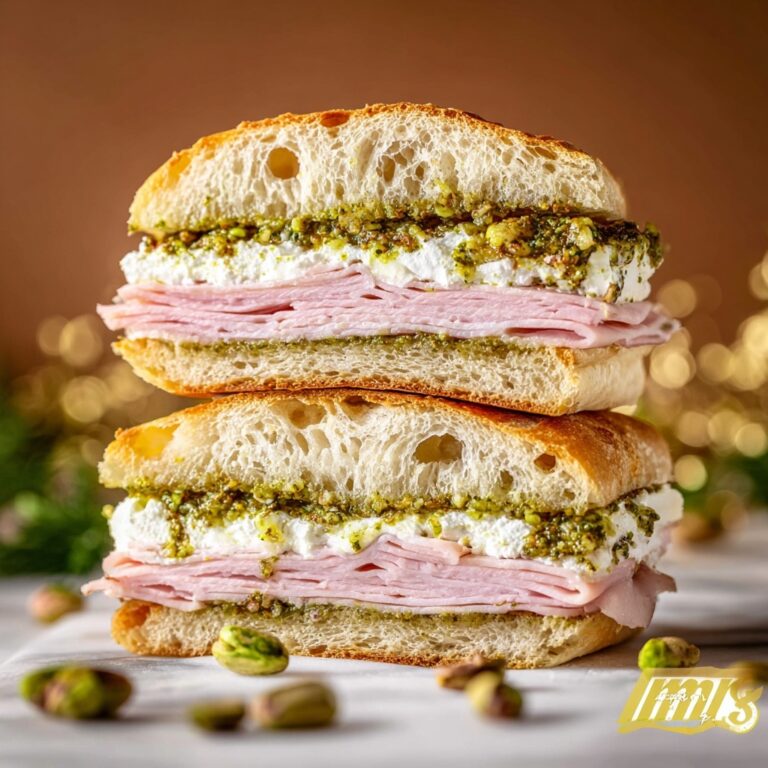 Burrata Sandwich with Mortadella & Pistachio Pesto Recipe